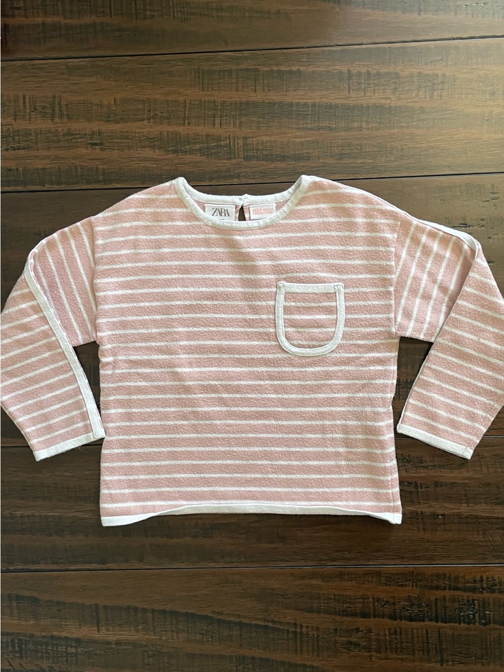 Zara Girl's Pink Stripe Long Sleeve Top